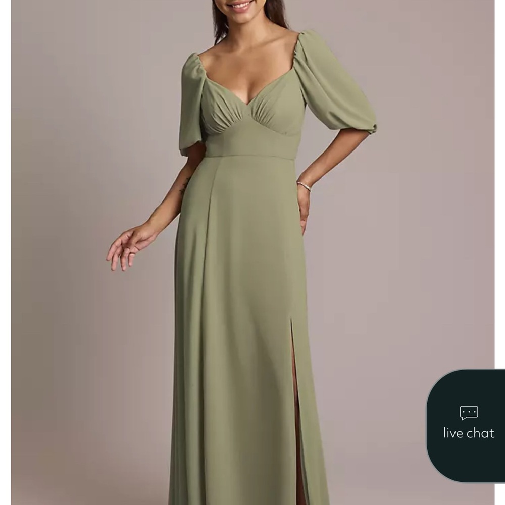 David's Bridal Sage floor length Dress